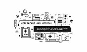 医疗保健和医疗相关的矢量横幅设计概念。全局多球体随时可用的模板。网页横幅，网站标题，杂志，移动应用程序等。现代设计。