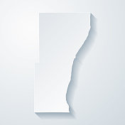 奥佐基县，威斯康星州。地图与剪纸效果的空白背景