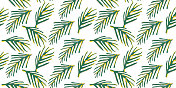 棕榈叶手绘热带无缝图案