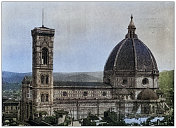 世界地标古色古香照片(约1894年):意大利佛罗伦萨大教堂(Santa Maria del Fiore)