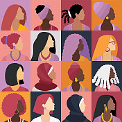 国际妇女节。多样化的统一。庆祝多种族妇女。