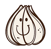 滑稽的大蒜漫画孤立在白色上 滑稽的大蒜漫画孤立在白色上