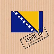 波斯尼亚和黑塞哥维那制造的徽章矢量。波黑国旗贴纸。油墨印章隔离在纸张背景上。