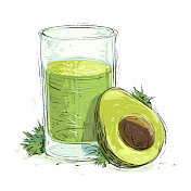 牛油果绿色奶昔草图 牛油果绿色奶昔草图