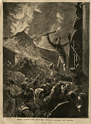 维苏威火山爆发，那不勒斯人口攻击圣热纳罗，19世纪70年代