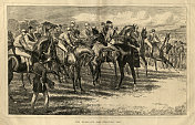 骑师站在起跑线上，艾普森德比，维多利亚时代的赛马，历史体育，19世纪19世纪70年代