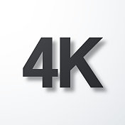 4K, 4000 - 4000。白色背景上的阴影图标 4K, 4000 - 4000。白色背景上的阴影图标