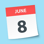 6月8日――蓝色背景的每日日历
