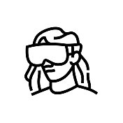 虚拟眼镜和增强现实，Vr头盔线图标