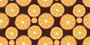 橙色水果斜纹热带无缝图案