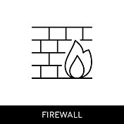 防火墙可编辑的描边矢量线图标。