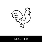 公鸡，公鸡单线图标设计