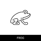 青蛙可编辑的笔画矢量线图标。