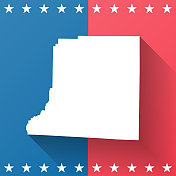 迪凯特县，乔治亚州。地图在蓝色和红色的背景