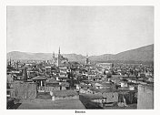 叙利亚大马士革的历史观，半色调印刷，1899年出版