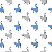 蓝色和灰色的猫无缝图案