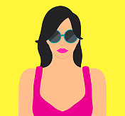 夏季海报与美丽的女人肖像戴太阳镜