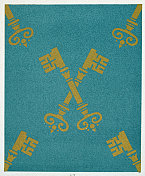 纹章符号，绿松石背景上的金色交叉钥匙，中世纪风格的多色装饰，历史装饰艺术