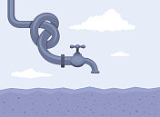 水龙头管上的结。干旱。金融危机。削减预算。