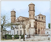 古色古香的黑白照片:古巴卡德纳斯的加西亚大教堂