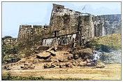 古色古香的黑白照片:波多黎各圣胡安的克里斯托瓦尔堡