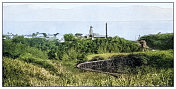 古董黑白照片:糖厂和甘蔗水槽，夏威夷