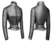 19世纪90年代维多利亚时代的时尚，女士巴斯克式带腰带的紧身衣(前后)- 19世纪