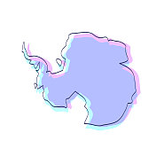 南极洲地图手绘-紫色与黑色轮廓-时尚的设计