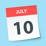 7月10日-蓝色背景的每日日历