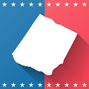 弗鲁万纳县，弗吉尼亚州。地图在蓝色和红色的背景