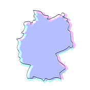 德国地图手绘-紫色与黑色轮廓-时尚的设计