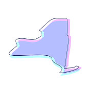 纽约地图手绘-紫色与黑色轮廓-时尚的设计
