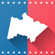 弗吉尼亚州波瓦坦县。地图在蓝色和红色的背景