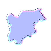 特伦蒂诺-南蒂罗尔地图手绘-紫色与黑色轮廓-时尚的设计