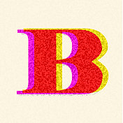 复古的riso印花风格丝印字母B字体设计字母很有质感的风格