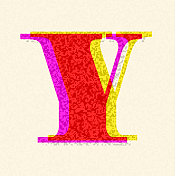 复古的riso印花风格丝印字母Y字体设计字母很有质感的风格