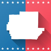 韦恩县，密苏里州。地图在蓝色和红色的背景