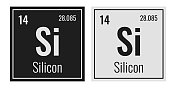 硅的象征。元素周期表中的化学元素。矢量插图隔离在白色背景上。玻璃的迹象。