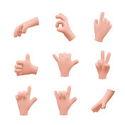 手集现实的3d设计在卡通风格。