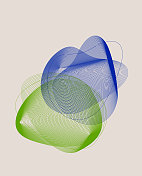 抽象蓝绿曲线动态圆线图案背景