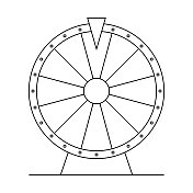 旋转财富车轮矢量插图。幸运，在线促销活动，赌场，奖品。