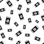 智能手机和智能家居。无缝模式。白色背景的图标 智能手机和智能家居。无缝模式。白色背景的图标