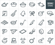 厨房用具细线图标-可编辑的笔触 厨房用具细线图标-可编辑的笔触