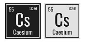 铯的象征。元素周期表中的化学元素。矢量插图隔离在白色背景上。玻璃的迹象。