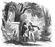 百日，皇帝拿破仑・波拿巴和吕西安在爱丽舍的花园里