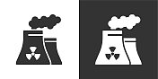 核电厂的象形固体图标。固体图标，可以应用在任何地方，简单，像素完美和现代风格