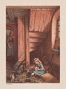 外孙女拜访祖母，彩色写真，1879年出版
