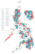 菲律宾的地图。菲律宾矢量彩色地图
