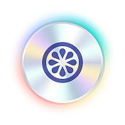 全息贴纸设计与柠檬图标 全息贴纸设计与柠檬图标