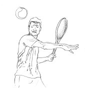 一个网球运动员的手绘插图